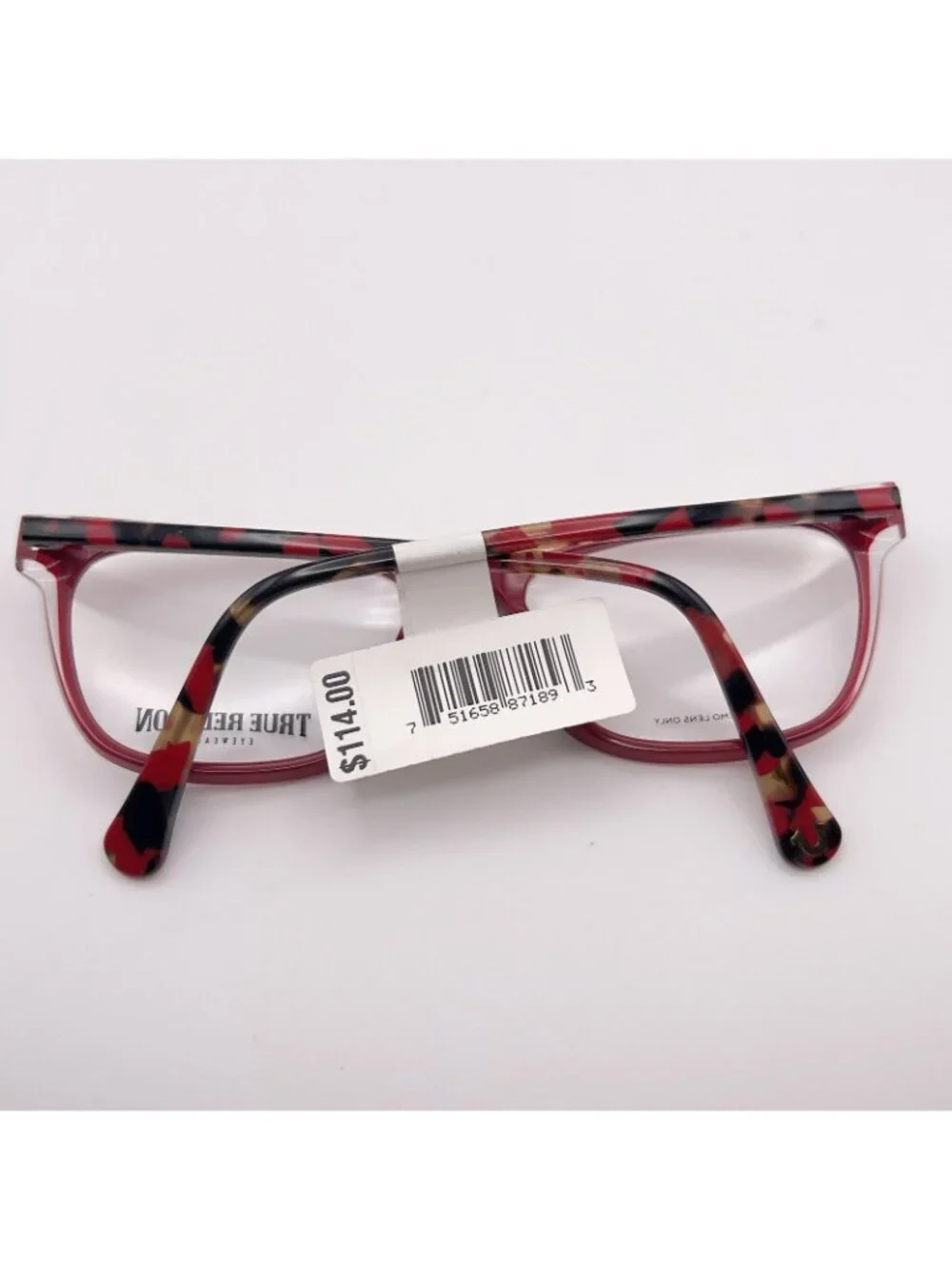 True Religion TRU T037 Eyeglass Frames Full Square Red Black Marble 53-17-140
